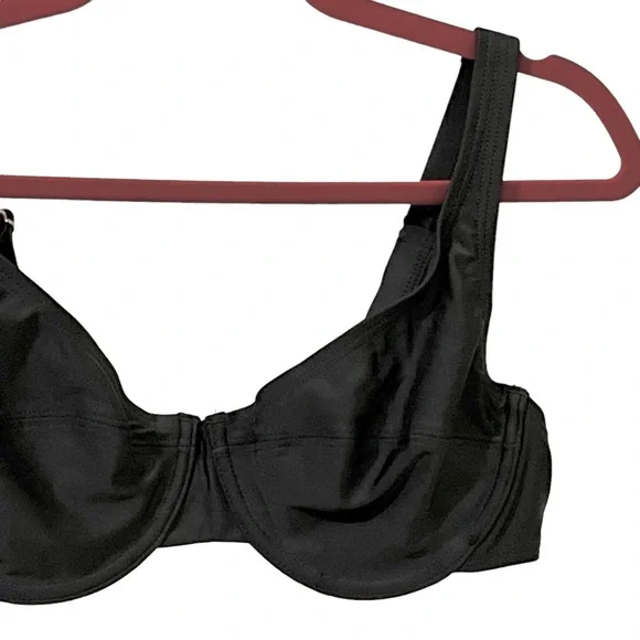 Ellos Bikini Swim Top Sz 10 Black Sexy Modern Underwire Lined Full Coverage - Picture 2 of 6